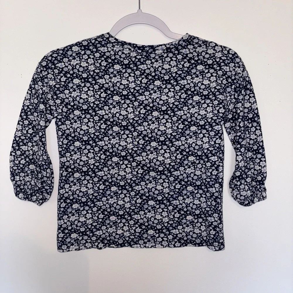 Gap Kids Girls Floral Shirt Long Sleeve Medium Blue W/ White Flowers‎ Kidcore